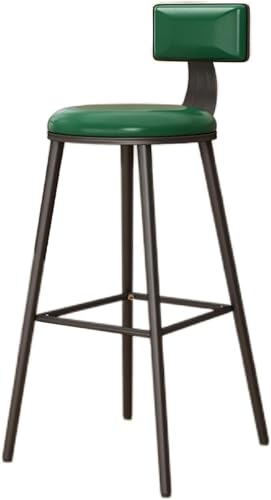 DZYHFCO Barhocker, Industriestuhl mit PU-Leder-Rückenlehne, hoch, Küche, Frühstück, schwarze Metallbeine für Wohnzimmer, (Grün, Sitzhöhe 55 cm) von DZYHFCO