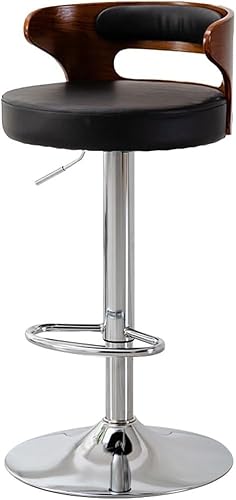DZYHFCO Barhocker, PU-Leder, drehbar, höhenverstellbar, Retro-Drehtisch, mit Holz-Fußstütze für Küche, Zuhause von DZYHFCO