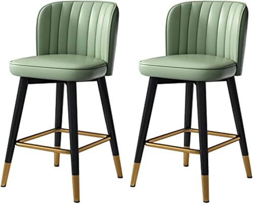 DZYHFCO Barhocker, Thekenhöhe, 2er-Set, mit Rückenlehne und Fußstütze, moderner Drehstuhl aus PU-Leder für die Küche (grün, Höhe: 65 cm) von DZYHFCO