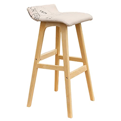 DZYHFCO Barhocker, Thekenhöhe, Holz, europäischer Stil, Küche mit niedriger Rückenlehne, Baumwolle und Leinenstoff (D) von DZYHFCO