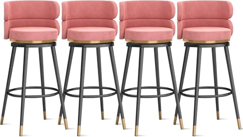 DZYHFCO Barhocker, drehbar, mit hoher Rückenlehne, stabile Beine und Fußstütze für Zuhause, Pink, 4 Stück DZYHFCO Barhocker, drehbar, mit hoher Rückenlehne, stabile Beine und Fußstütze für Zuhause, Pink, 4 Stück von DZYHFCO