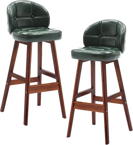 DZYHFCO Barhocker, modern, Thekenhöhe, Kunstleder, gepolstert mit Rückenlehnen und Armlehnen aus Holz, für die Küche, Grün, 2 Stück DZYHFCO Barhocker, modern, Thekenhöhe, Kunstleder, gepolstert mit Rückenlehnen und Armlehnen aus Holz, für die Küche, Grün, 2 Stück von DZYHFCO