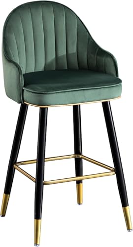 DZYHFCO Barhocker, moderner Samt mit Rückenlehne und Fußstütze, Thekenhöhe für Café, Abendessen, Kneipe, Sitzfläche (grün, Sitzhöhe 55 cm), 1 Stück von DZYHFCO