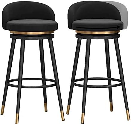 DZYHFCO Barhocker, stilvoller Drehstuhl mit schwarzen Beinen, modernes Küchen-Frühstücksstuhl, Schwarz, Sitzhöhe 65 cm, 2 Stück von DZYHFCO