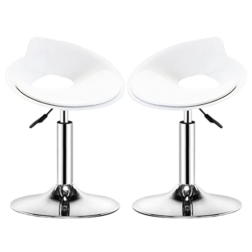 DZYHFCO Barhocker, verstellbar, drehbar, armlos, hydraulisch, Küchentheke, Esszimmerstühle, Insel mit niedriger Rückenlehne, 2 Stück (weiß) von DZYHFCO