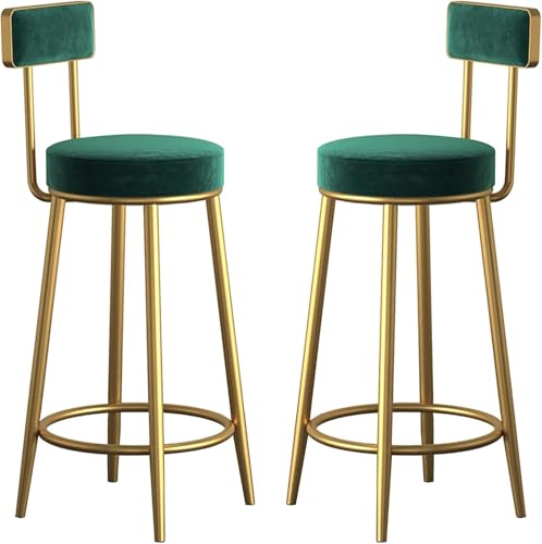 DZYHFCO Barhocker 2er Set Moderner Barhocker aus Metall für Küche Esszimmer Theke Hochstühle (Grün, 65cm) von DZYHFCO