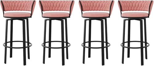 DZYHFCO Barhocker 4er Set 360 frei drehbar Barhocker mit gewebten Rückenlehnen Thekenstühle gepolstert mit Samtstoff schwarze Metallbeine Höhe 65cm DZYHFCO Barhocker 4er Set 360 frei drehbar Barhocker mit gewebten Rückenlehnen Thekenstühle gepolstert mit Samtstoff schwarze Metallbeine Höhe 65cm von DZYHFCO