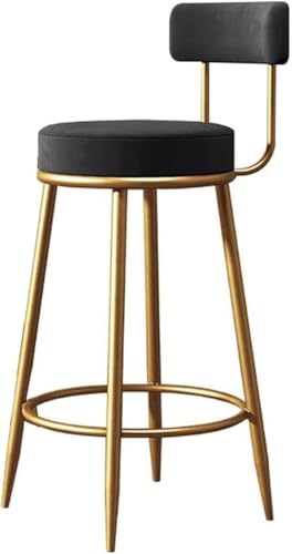 DZYHFCO Barhocker Industrie mit Samt Rückenlehne, Drehstuhl mit Metallbeinen, Fußstütze (/Schwarz, 75cm) von DZYHFCO