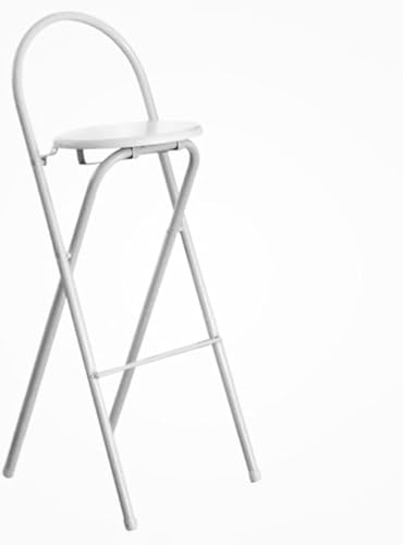 DZYHFCO Barhocker aus Holz, zusammenklappbar, mit Rückenlehne und Fußstütze, Metall, Thekenhocker für Kücheninseln, Weiß, Sitzhöhe 75 cm, Weiß von DZYHFCO