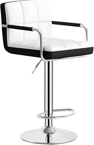 DZYHFCO Barhocker aus Leder, drehbar, für Küche, höhenverstellbar, mit Rückenlehne, Esszimmerstuhl mit (/Weiß a) von DZYHFCO