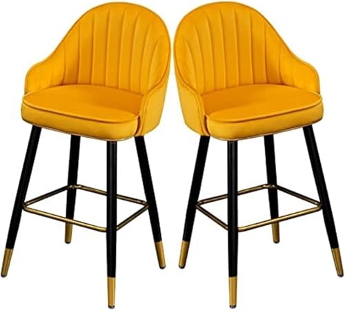 DZYHFCO Barhocker aus Samt, gepolstert, mit schwarzen Metallbeinen, stilvolle und bequeme Sitzmöglichkeit (Blau, Sitzhöhe 65 cm), 2 Stück von DZYHFCO