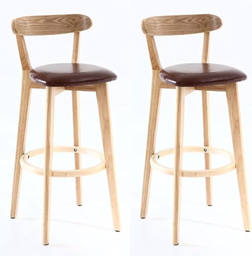 DZYHFCO Barhocker aus massivem Holz, modernes Design, Küchenstühle mit Rückenlehnen und Fußstützen, 2 Stück von DZYHFCO