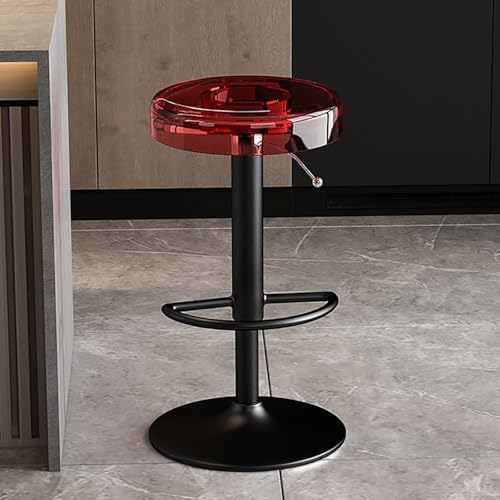 DZYHFCO Barhocker aus transparentem Acryl, verstellbar, drehbar, Thekenhöhe, moderne Küchenhocker mit schwarzer Hebebühne (rot, schwarze Hubstange) von DZYHFCO