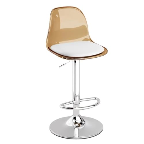 DZYHFCO Barhocker aus transparentem Acryl, verstellbare Drehstühle mit Rückenlehne und Fußstütze, moderne Theke für die Küche (Gold) von DZYHFCO