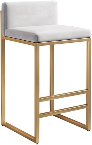 DZYHFCO Barhocker für Küchentheke mit Rückenlehne, modern, gepolstert, Samt, Kücheninsel (weiß, goldfarbene Beine) von DZYHFCO