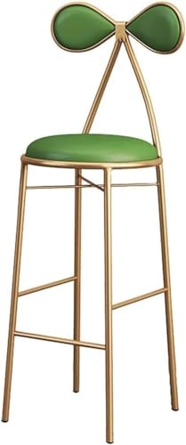 DZYHFCO Barhocker mit Rückenlehne, bequemer PU-Kissen, Küchenstuhl, Theke, Hochhocker, Metallrahmenstütze (Grün, 75 cm) von DZYHFCO