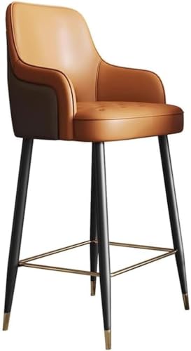 DZYHFCO Barhocker mit Rückenlehne und Armlehnen, Thekenhöhe, Stühle mit weichem Kissen, modernes Lederpolster (Orange) von DZYHFCO