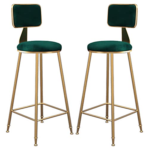 DZYHFCO Barhocker mit Thekenhöhe, 2er-Set, feste Hochstühle, Küche, Frühstück mit Rückenlehne, hohe Stühle (grün, Sitzhöhe 75 cm) von DZYHFCO