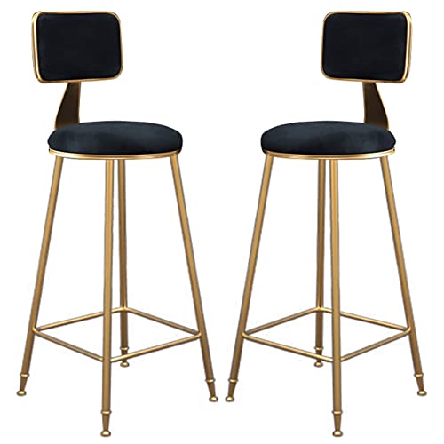 DZYHFCO Barhocker mit Thekenhöhe, 2er-Set, feste Hochstühle, Küche, Frühstück mit Rückenlehne, hohe Stühle (schwarz, Sitzhöhe 65 cm) von DZYHFCO