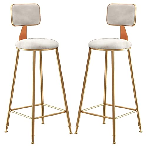 DZYHFCO Barhocker mit Thekenhöhe, 2er-Set, feste Hochstühle, Küche, Frühstück mit Rückenlehne, hohe Stühle (weiß, Sitzhöhe 65 cm) von DZYHFCO