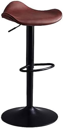 DZYHFCO Barhocker mit Thekenhöhe, moderner Drehstuhl, PU-Leder, rückenfrei, Kücheninselhocker, 55 cm - 75 cm, Dunkelbraun von DZYHFCO