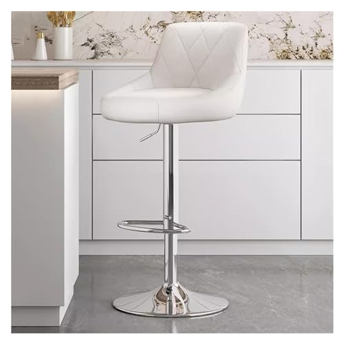 DZYHFCO Barhocker mit hoher Rückenlehne, verstellbare Drehstühle aus Kunstleder, Kneipe für Frühstück, moderne Kücheninsel (weiß) von DZYHFCO