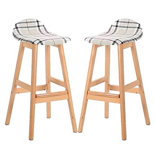 DZYHFCO Barhocker mit niedriger Rückenlehne, Holzstühle mit fester Höhe, 2er-Set, Thekenhöhe für Kücheninsel, (H,Sitzhöhe 70 cm) von DZYHFCO