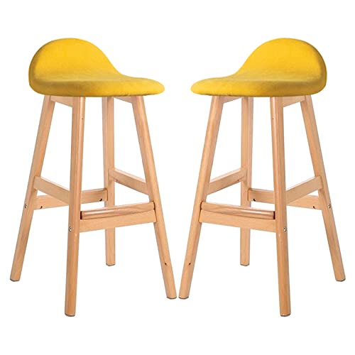 DZYHFCO Barhocker mit niedriger Rückenlehne, Holzstühle mit fester Höhe, Thekenhöhe, Frühstück für Kücheninsel, B, Sitzhöhe 60 cm, 2 Stück von DZYHFCO