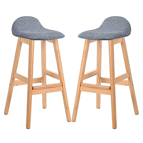 DZYHFCO Barhocker mit niedriger Rückenlehne, Holzstühle mit fester Höhe, Thekenhöhe, Frühstück für Kücheninsel, E, Sitzhöhe 60 cm, 2 Stück von DZYHFCO