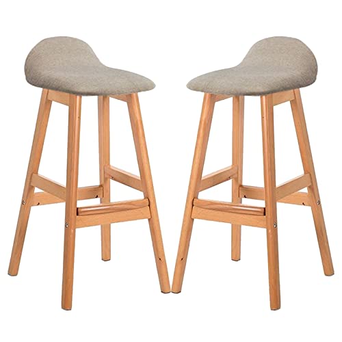 DZYHFCO Barhocker mit niedriger Rückenlehne, Holzstühle mit fester Höhe, Thekenhöhe für Kücheninsel, A, Sitzhöhe 60 cm, 2 Stück von DZYHFCO