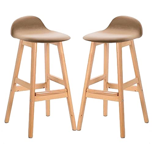 DZYHFCO Barhocker mit niedriger Rückenlehne, Holzstühle mit fester Höhe, Thekenhöhe für Kücheninsel, F, Sitzhöhe 60 cm, 2 Stück von DZYHFCO