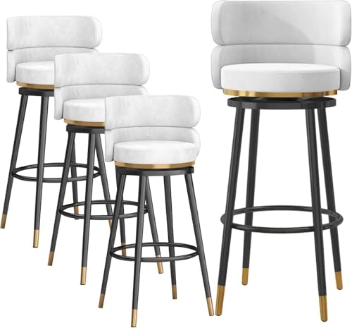 DZYHFCO Barhocker mit samtgepolstertem Sitz, bequeme Thekenhöhe, Barhocker für Cafés/Bars (4 Stück, Höhe 75 cm) von DZYHFCO