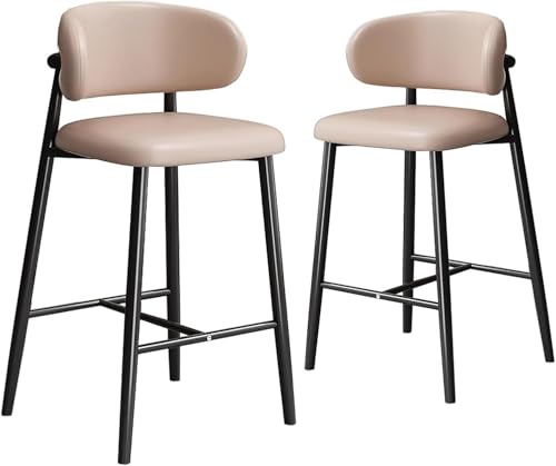 DZYHFCO Bequemer Barhocker mit Rückenlehne und Fußstütze, stabiler Rahmen, vielseitig einsetzbar (2 x tiefer Kaffee, Höhe 55 cm) von DZYHFCO