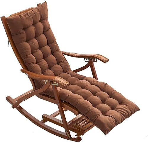 DZYHFCO DUANZEYUQA Bambus-Sonnenliegen mit Kissen, maximale Belastung 150 kg, Liegestuhl, Schaukelstuhl, zusammenklappbar, verstellbar, für den Außenbereich (A) von DZYHFCO