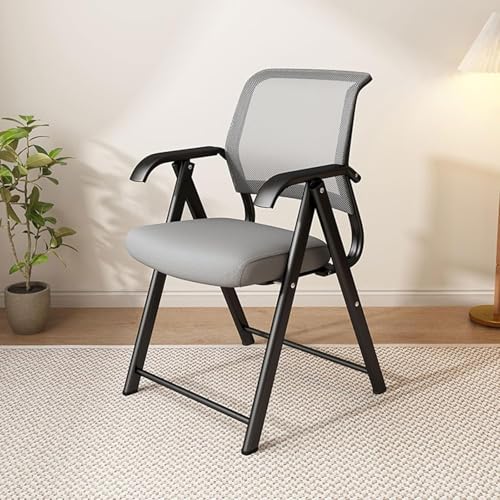 DZYHFCO DUANZEYUQA Ergonomischer Bürostuhl aus Netzstoff mit Metallrahmen, gepolsterten Armlehnen und klappbarem Design, atmungsaktiv, blau, faltbar, Esszimmer (grau) von DZYHFCO