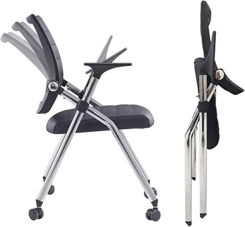 DZYHFCO DUANZEYUQA Ergonomischer schwarzer Klappstuhl mit Rollen, bequemer Ledergepolsterter Sitz, zusammenklappbar, mit Armlehnen DZYHFCO DUANZEYUQA Ergonomischer schwarzer Klappstuhl mit Rollen, bequemer Ledergepolsterter Sitz, zusammenklappbar, mit Armlehnen von DZYHFCO