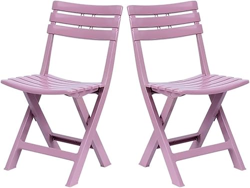 DZYHFCO DUANZEYUQA Gartenstühle aus Kunststoff, für drinnen und draußen, tragbar, faltbar, Esszimmerstühle, Weiß, 4 Stück (Rosa, 2er-Pack) von DZYHFCO