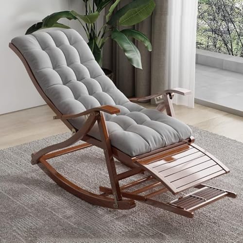 DZYHFCO DUANZEYUQA Gepolsterter Schaukelstuhl, zusammenklappbar, bequem, mit Fußstütze und weich gepolsterter Terrassen-Lounge (Grau, A) von DZYHFCO