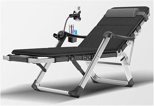 DZYHFCO DUANZEYUQA Klappbarer Sonnenstuhl 2-in-1 Strand-Lounge-Sessel & Outdoor-Camping mit Kissen und Getränkehalter verstellbar von DZYHFCO