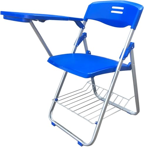 DZYHFCO DUANZEYUQA Klappbarer Trainingsstuhl mit integrierter Tischplatte, schwarz, für Büro, Konferenz, mit Schreibtafel, zusammenklappbar (blau) von DZYHFCO