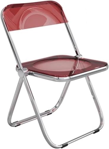 DZYHFCO DUANZEYUQA Moderner faltbarer Esszimmerstuhl für Schlafzimmer und Zuhause, transparente Rückenlehne, Hocker mit einfachem Design, grüner Esstisch (rot) von DZYHFCO