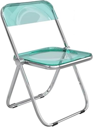 DZYHFCO DUANZEYUQA Moderner klappbarer Esszimmerstuhl für Schlafzimmer und Zuhause, transparente Rückenlehne, Hocker mit einfachem Design, grüner Esstisch (Groen) von DZYHFCO