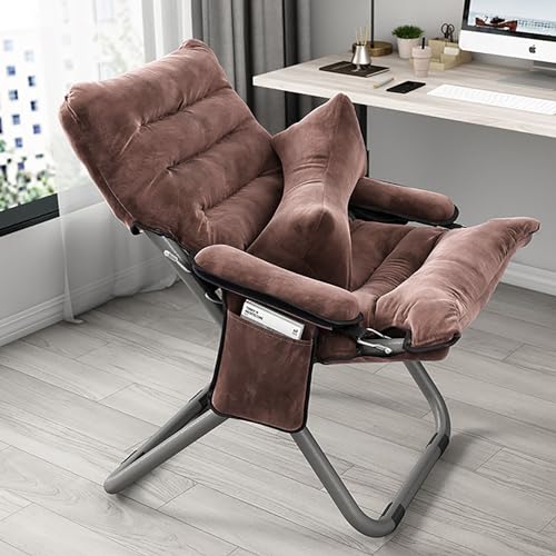 DZYHFCO DUANZEYUQA Outdoor-Loungesessel mit verstellbaren Positionen, Seitentasche, abnehmbares Kissen, zusammenklappbar, Liegestuhl (Braun, A) von DZYHFCO