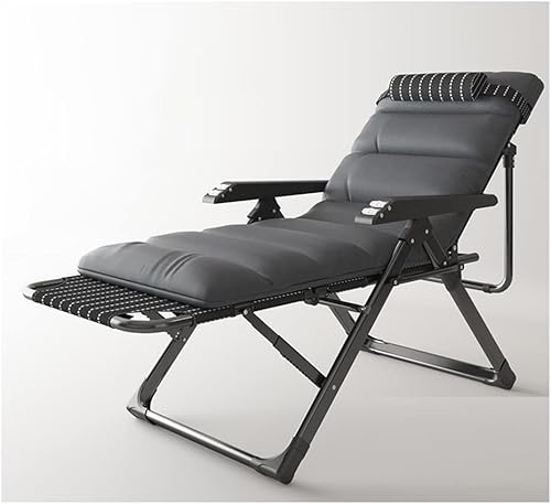 DZYHFCO DUANZEYUQA Schwerkraft-Rasenstuhl, Loungesessel, verstellbare Liege mit Kissen und Massagearmlehne, Outdoor-Campingbett für (A+Kissen a) von DZYHFCO