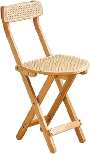 DZYHFCO DUANZEYUQA Tragbarer, faltbarer Rattan-Esszimmerstuhl, stark und bequem, hohe Rückenlehne, Braun, Größe L (Originalfarbe, mittel) von DZYHFCO