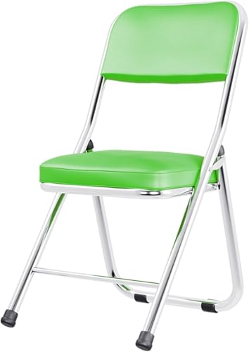 DZYHFCO DUANZEYUQA Tragbarer und kompakter Klappsitz mit Metallrahmen, ergonomischer Kunstleder-Polsterstuhl (grün) von DZYHFCO