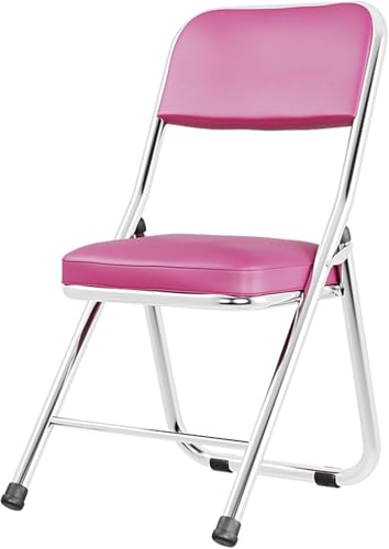 DZYHFCO DUANZEYUQA Tragbarer und kompakter Klappsitz mit Metallrahmen, ergonomischer Kunstleder-Polsterstuhl (lila) von DZYHFCO