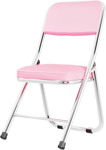 DZYHFCO DUANZEYUQA Tragbarer und kompakter Metallrahmen, Klappsitz mit Rückenlehne, ergonomischer Kunstleder-Polsterstuhl (Rosa) von DZYHFCO