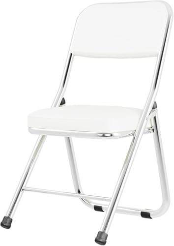DZYHFCO DUANZEYUQA Tragbarer und kompakter Metallrahmen, Klappsitz mit Rückenlehne, ergonomischer Kunstleder-Polsterstuhl (weiß) von DZYHFCO