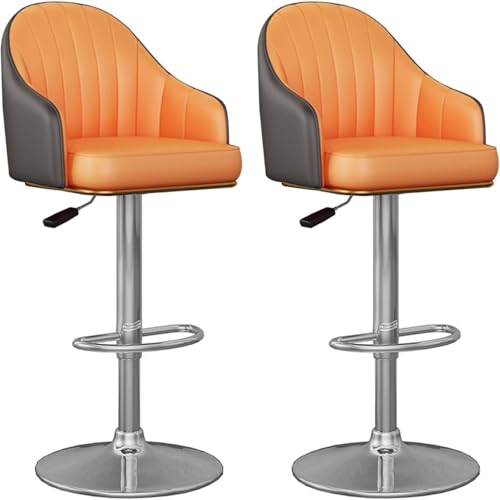 DZYHFCO Drehbarer Barhocker, 2er-Set, 61–81 cm, höhenverstellbare Stühle mit Rückenlehne, PU-Leder-Metallrahmen zum Essen, Orange DZYHFCO Drehbarer Barhocker, 2er-Set, 61–81 cm, höhenverstellbare Stühle mit Rückenlehne, PU-Leder-Metallrahmen zum Essen, Orange von DZYHFCO